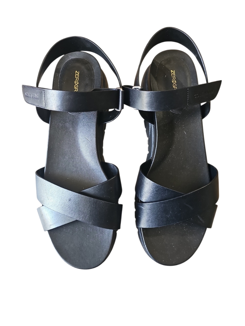 Cole Haan Merritt Black Criss Cross Platform Sandals Sz 11B VGUC